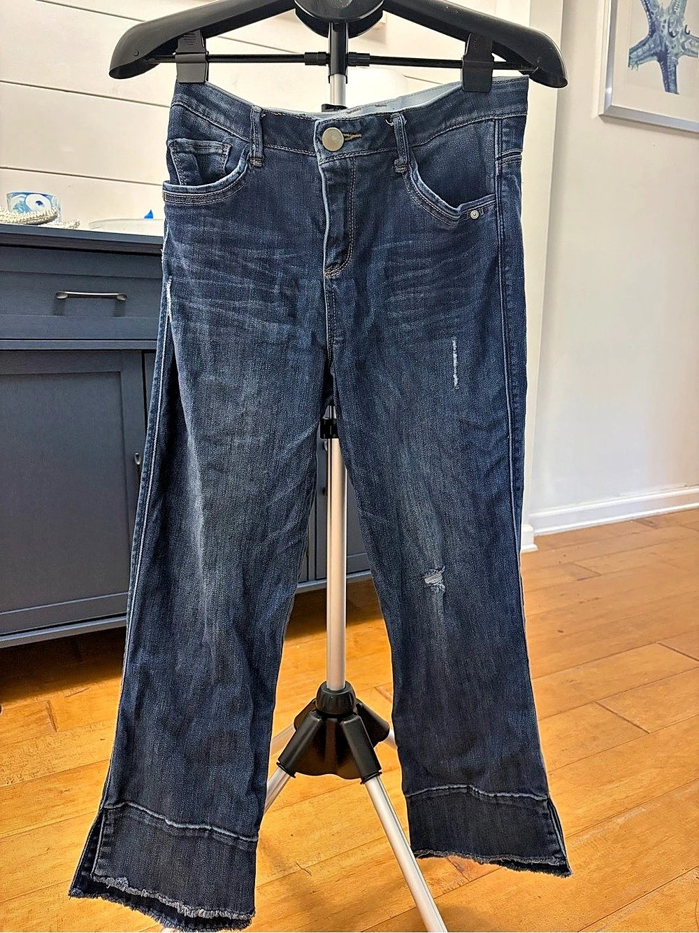 Democracy Ab"solution Wide Leg Jeans with Spliced Step Hem Bootcut Jeans Blue